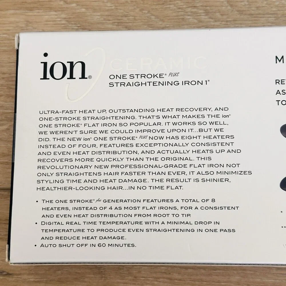 ION Ceramic One Stroke Plus Straightening Iron 1